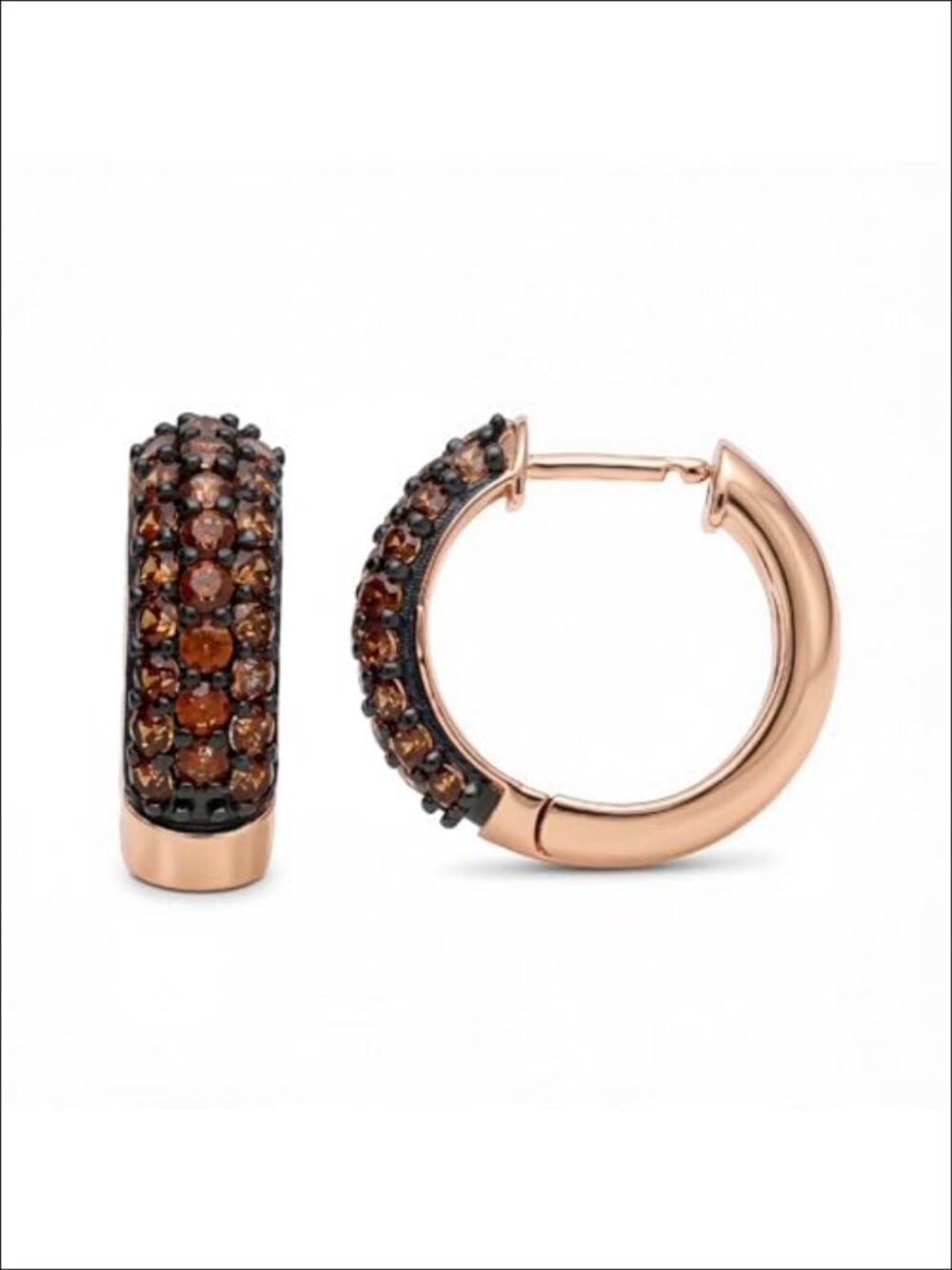 2.50Ct Round Brown Diamond Hoop Earrings in 14K Rose Gold Finish